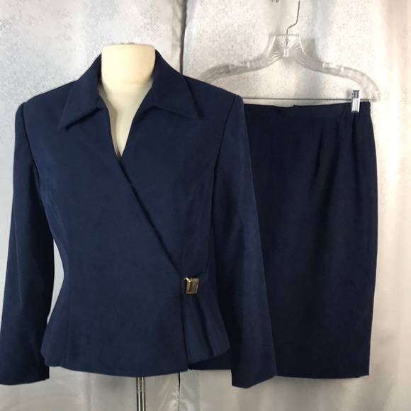 KG Studios Dresses & Skirts - Vintage KG Studios| Navy Ultra Suede Suit Sz 10